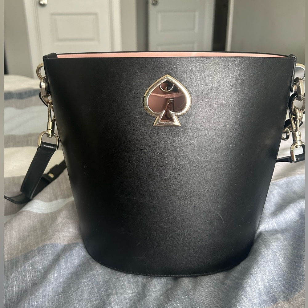 kate spade Black and Pink Trim Bucket Shoulder Bag